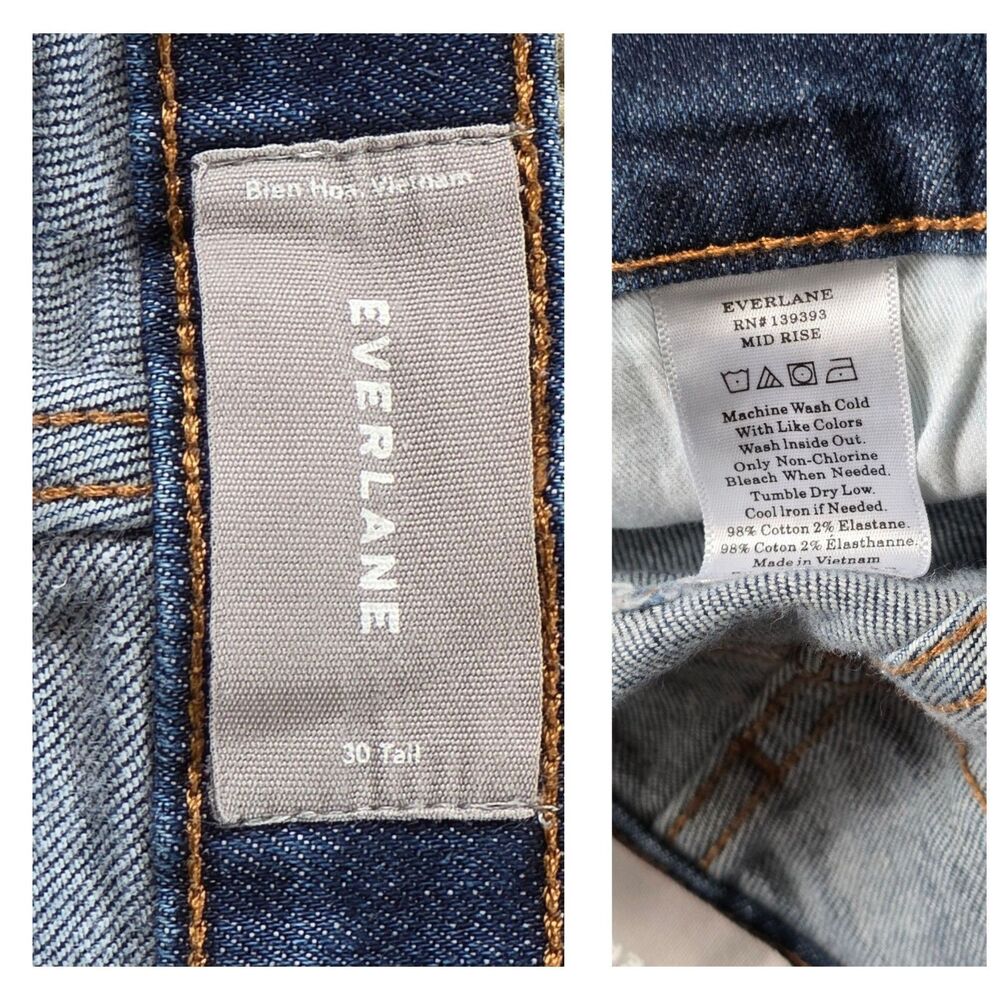 Everlane Skinny Mid Rise Denim Blue Jeans Women's 30 Tall Y2K Western - Picture 5 of 6
